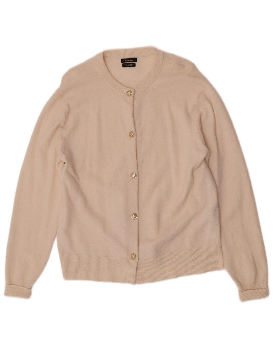 Massimo Dutti Dame Cardigan Sweater UK 14 Medium Beige Uld