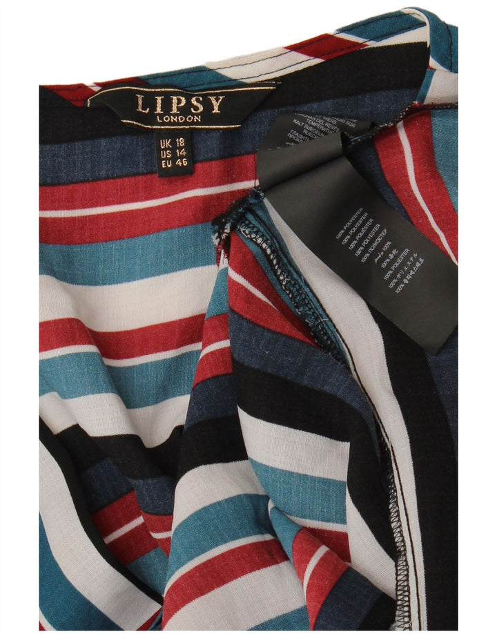 Lipsy skjortebluse til kvinder UK 18 XL Flerfarvet stribet polyester