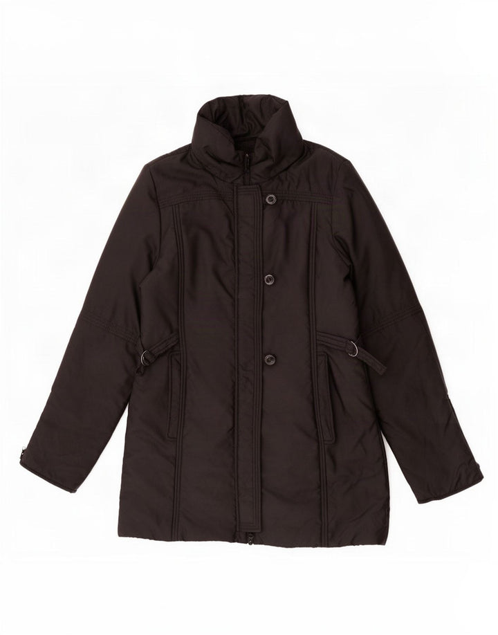 Max & Co. Quiltet overfrakke til kvinder UK 14 Medium Sort Polyester