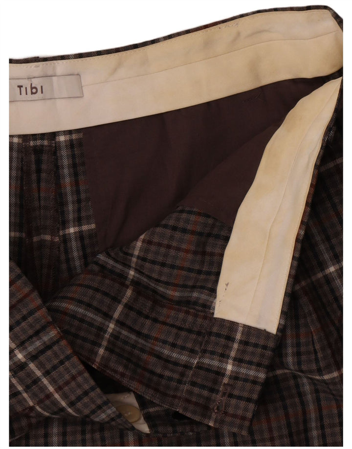 Tibi kvinders højtaljede chinoshorts W32 Medium brun plaid polyester