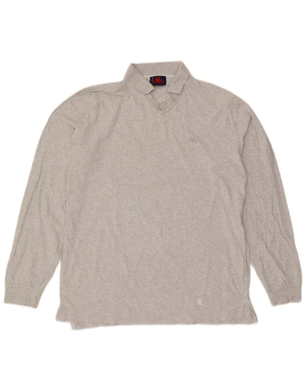 Kappa Langærmet Polo Shirt til mænd XL Grå Flecked Bomuld
