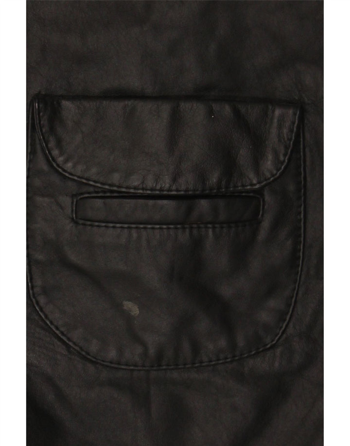 Vintage Dame Læder Gilet UK 14 Medium Sort