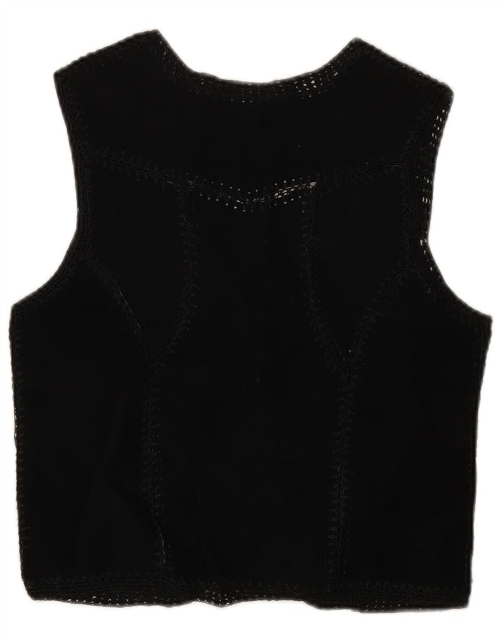 Vintage dame ruskind vest UK 6 XS sort patchwork