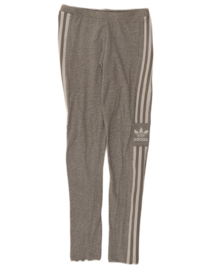 Adidas Dame Grafiske Leggings UK 8 Små Grå Bomuld