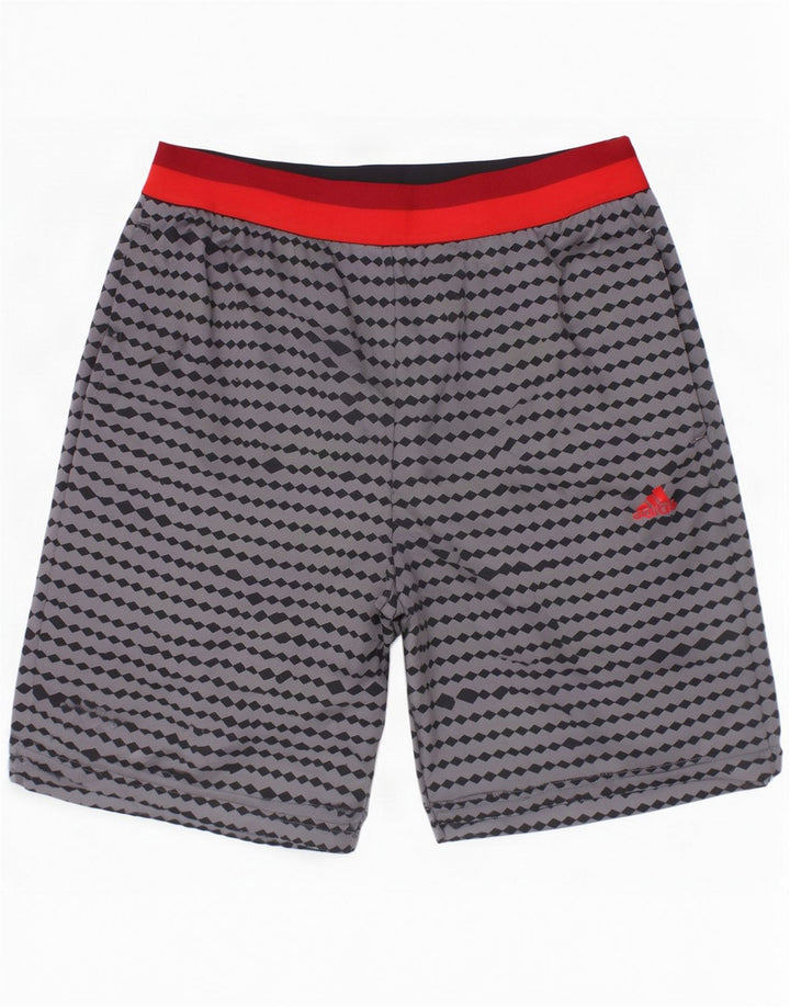 Adidas Boys Sports Shorts 13-14 år Grå geometrisk polyester