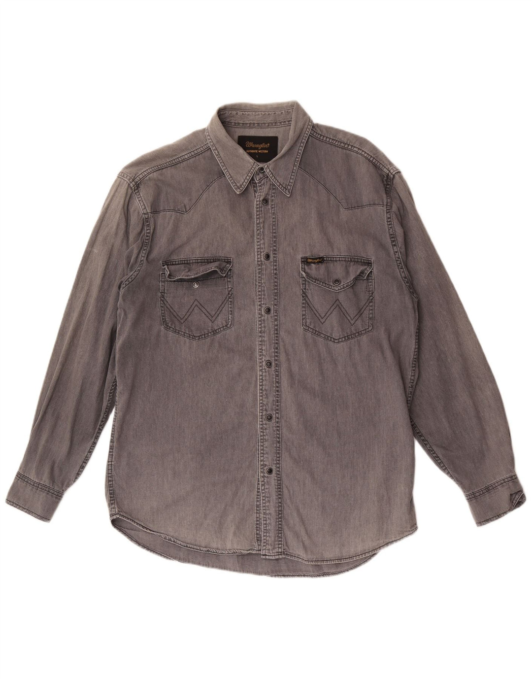 Wrangler denimskjorte til mænd, stor grå bomuld