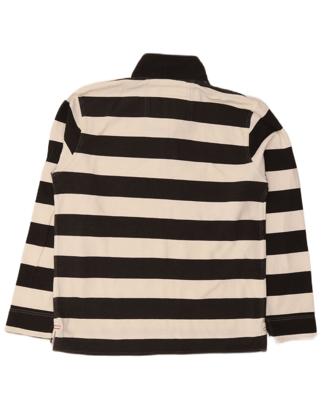 Besætningstøj Herre Zip Neck Sweatshirt Jumper Medium Sort Stribet Bomuld