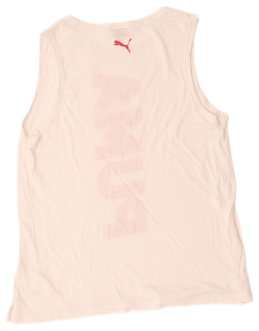 Puma Kvinder Oversized grafisk Vest Top UK 10 Small White Bomuld
