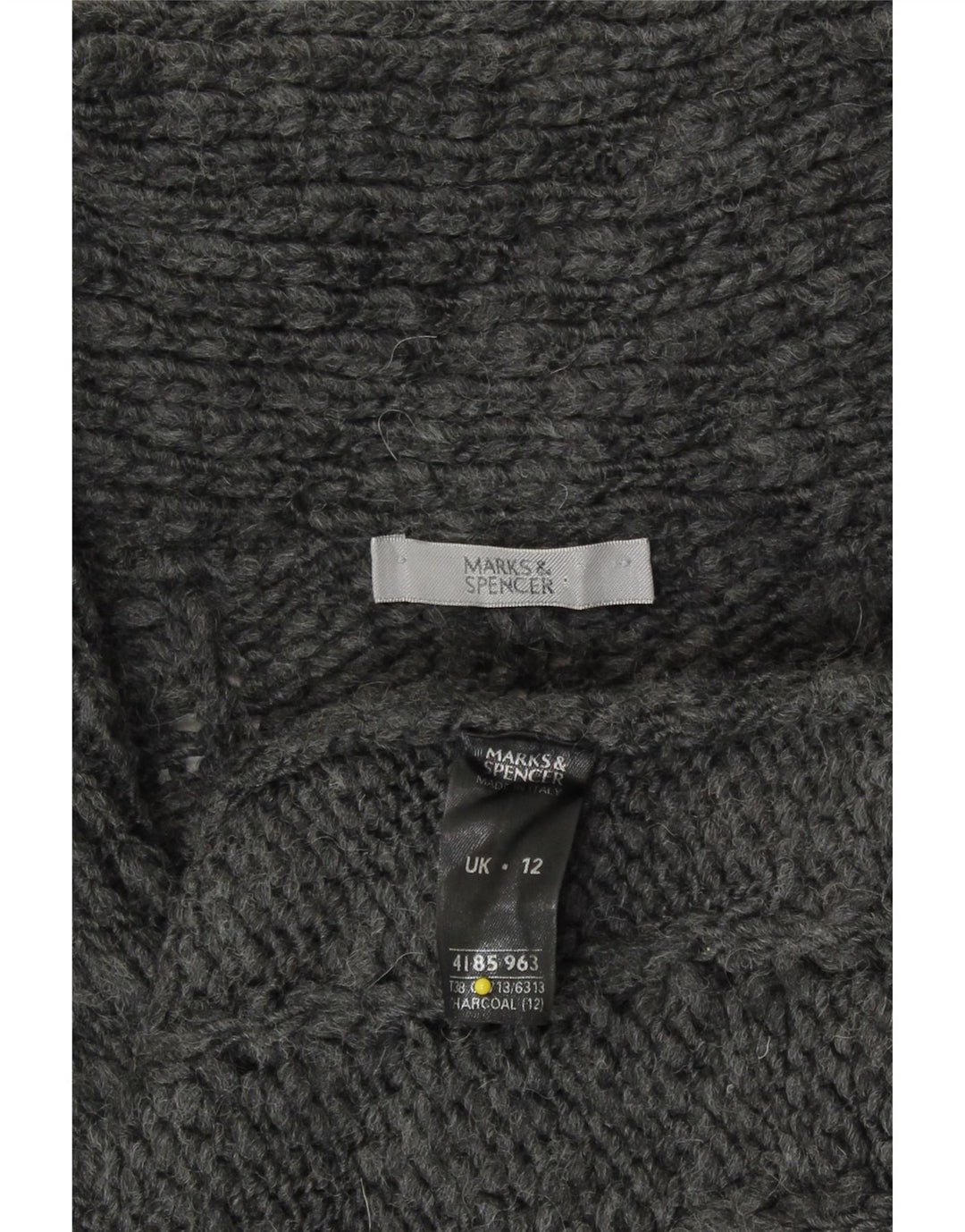 Marks & Spencer Dame Longline Cardigan Sweater UK 12 Medium Grey Akryl