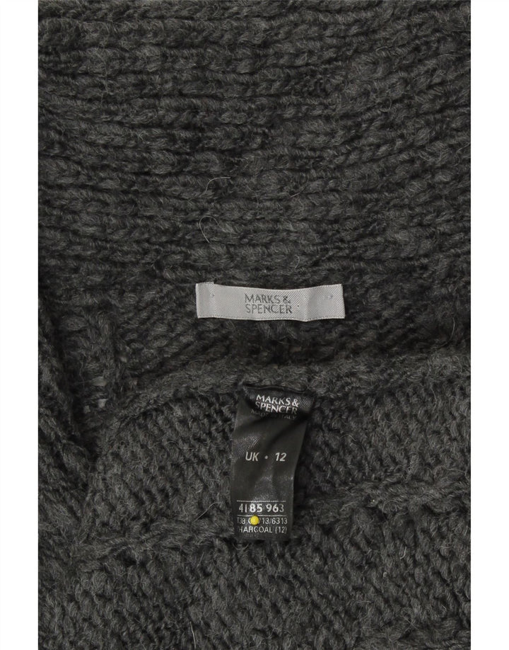 Marks & Spencer Dame Longline Cardigan Sweater UK 12 Medium Grey Akryl