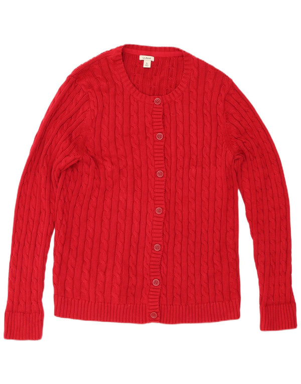 L.L.Bean Dame Cardigan Sweater UK 18 XL Rød Bomuld