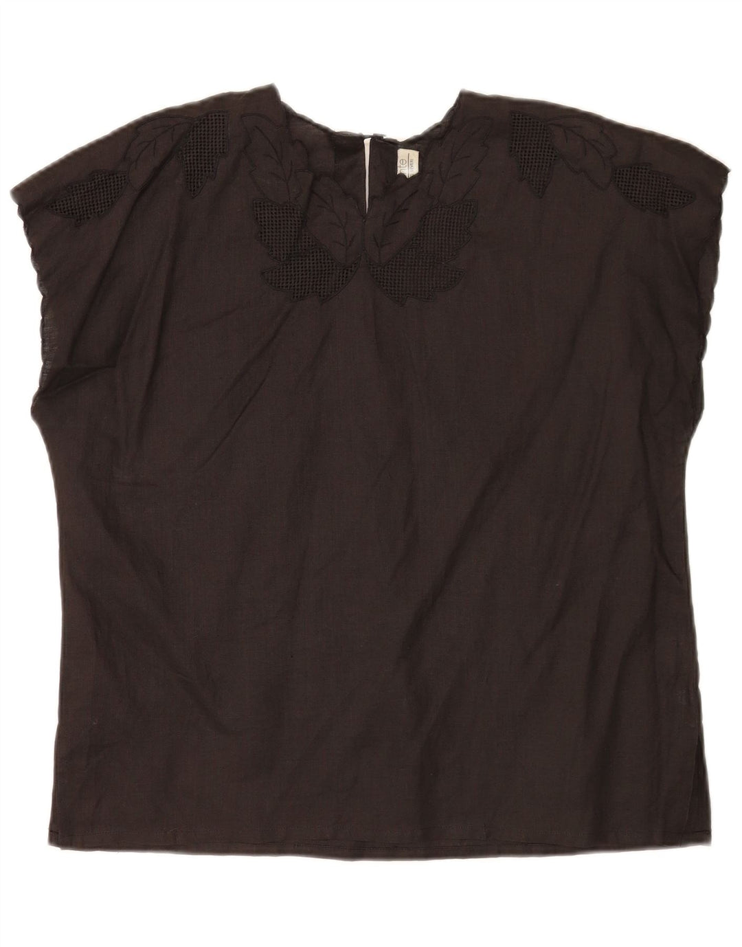 Umberto Severi Damebluse Top UK 14 Medium Black Floral Linen
