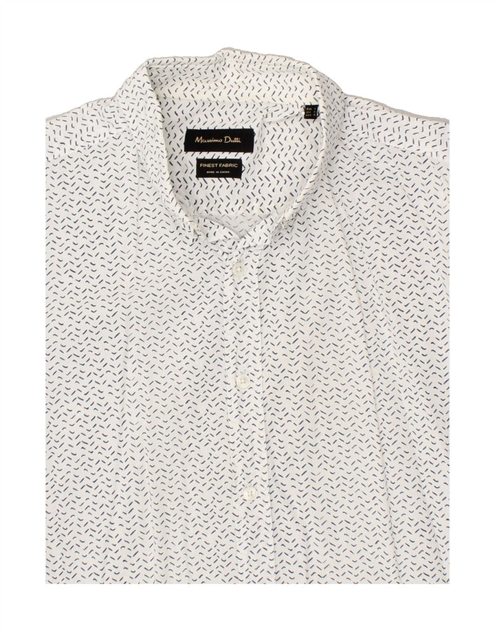 MASSIMO DUTTI Mens Abstract Pattern Shirt Large White Cotton Vintage Massimo Dutti and Second-Hand Massimo Dutti from Messina Hembry 