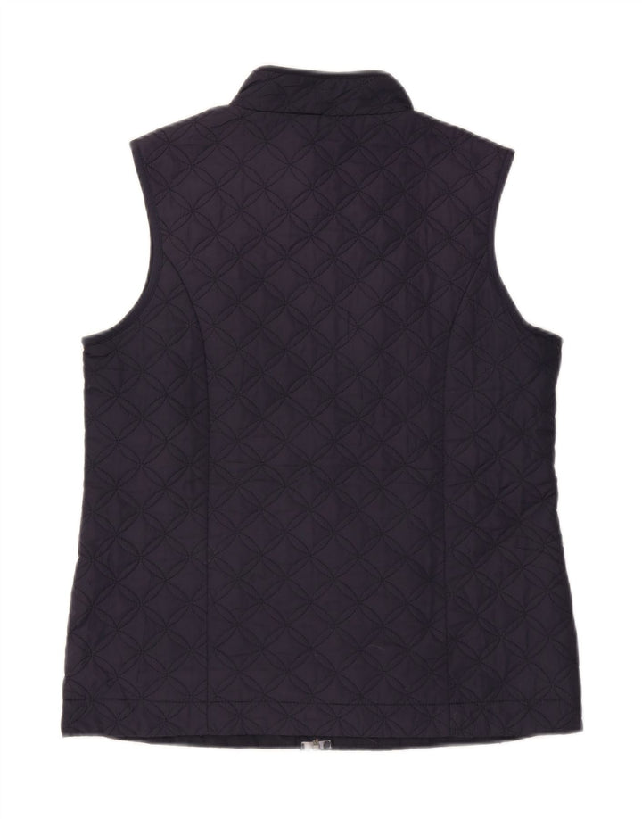 MARKS & SPENCER Womens Quilted Gilet UK 12 Medium Navy Blue Polyester Vintage Marks & Spencer and Second-Hand Marks & Spencer from Messina Hembry 