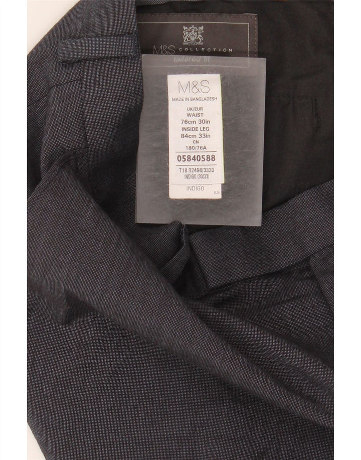 Marks & Spencer Straight Suit Bukser til mænd W30 L33 Marineblå polyester
