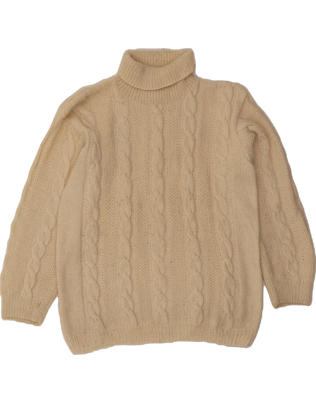 VINTAGE Womens Roll Neck Jumper Sweater UK 16 Large Off White Vintage Vintage and Second-Hand Vintage from Messina Hembry 