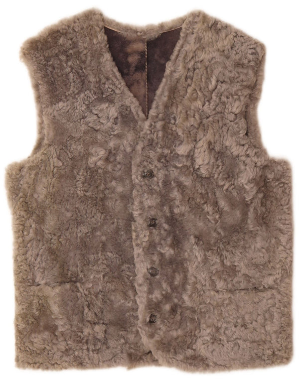 Vintage Herre imiteret pels Gilet IT 56 3XL Grå