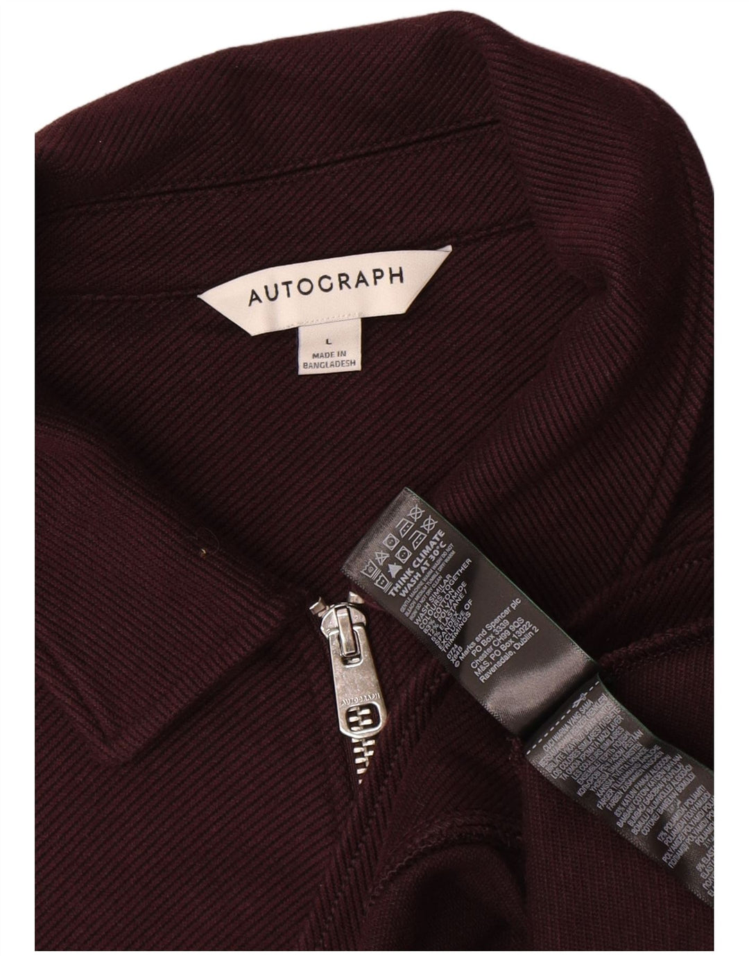 Marks & Spencer Herre Autograph Bomber Jacket UK 40 Large Bourgogne Cotton