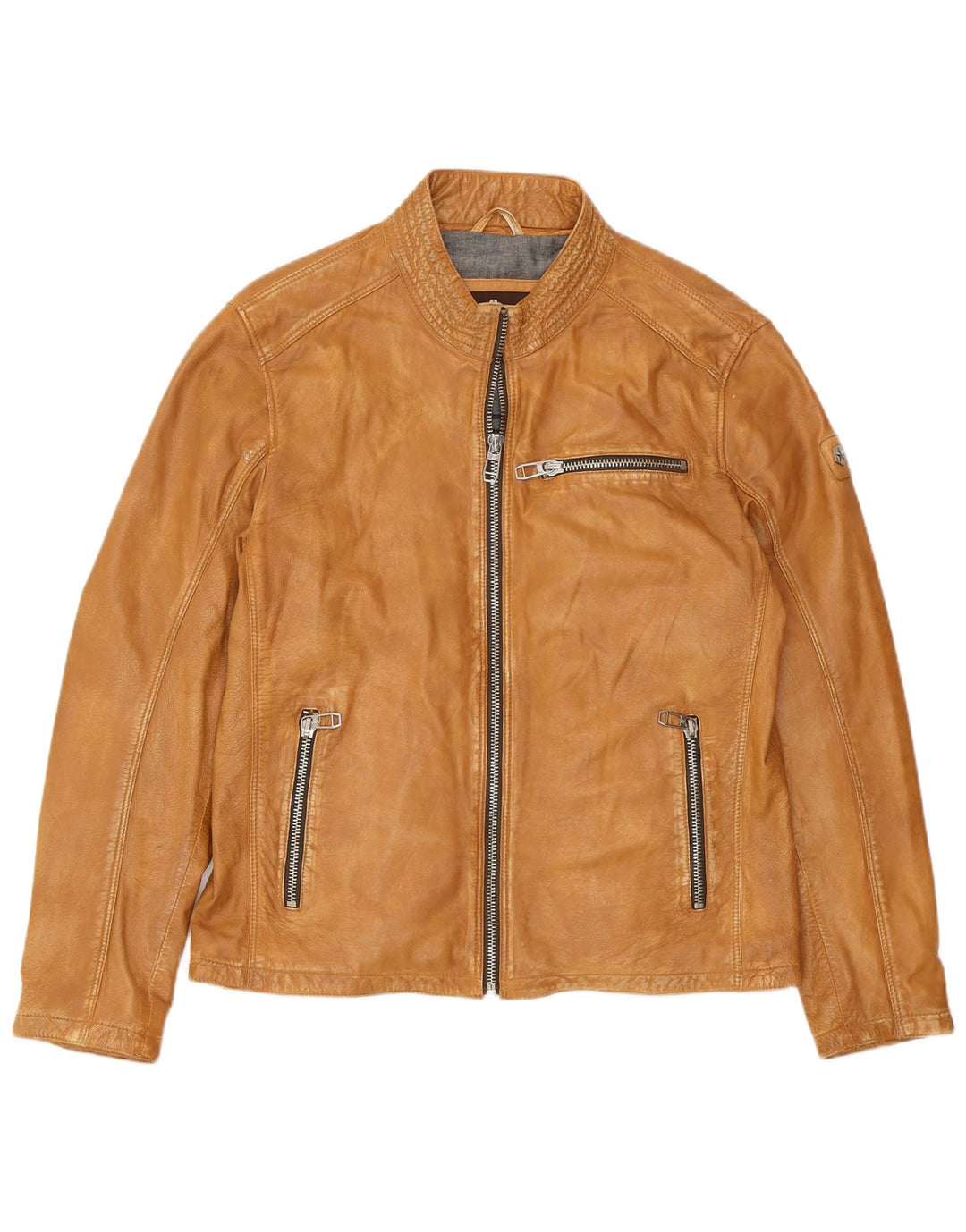 MILESTONE Herre Læderjakke UK 40 Large Beige Læder