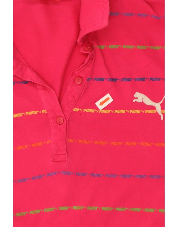 Puma Dame Polo Shirt UK 14 Stor Pink Stribet