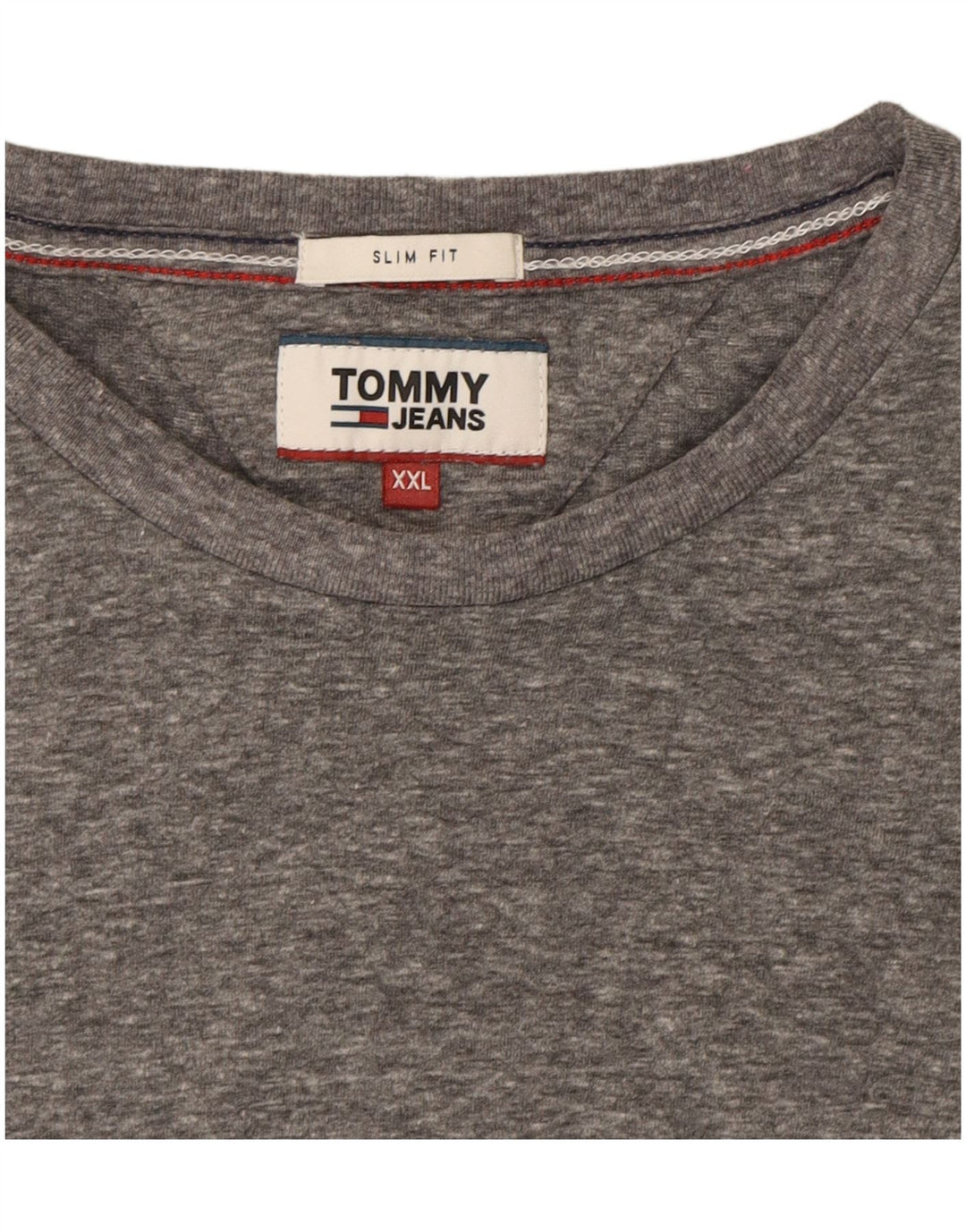 TOMMY HILFIGER Mens Slim Fit T-Shirt Top 2XL Grey