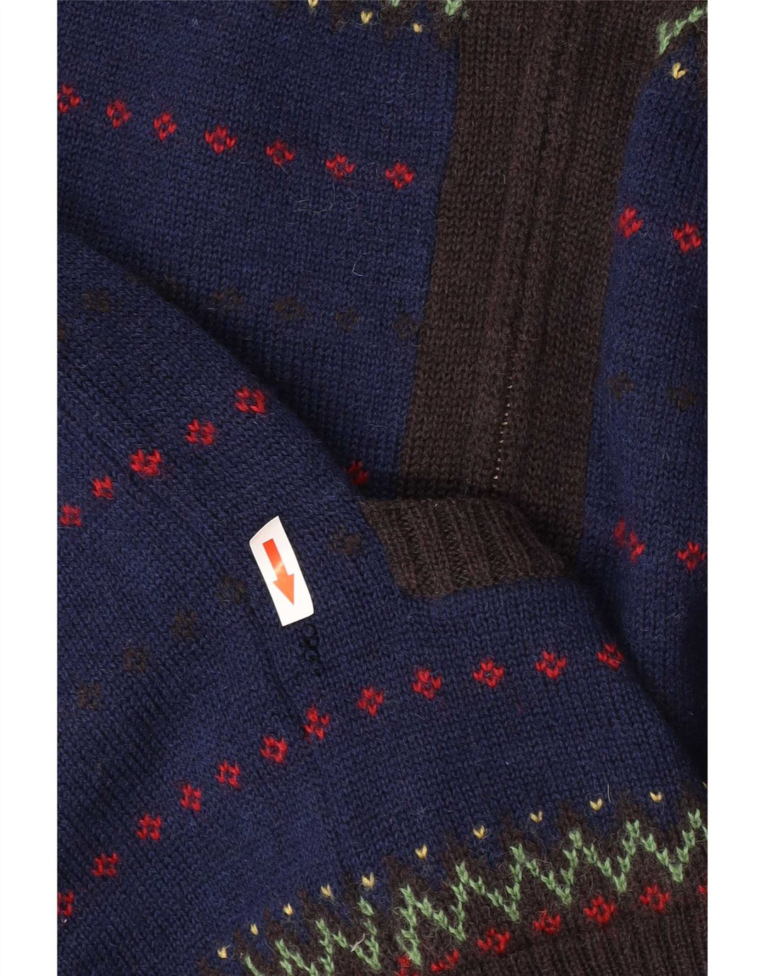 Farah Herre cardigan sweater med fuld lynlås Medium Blue Fair Isle Wool