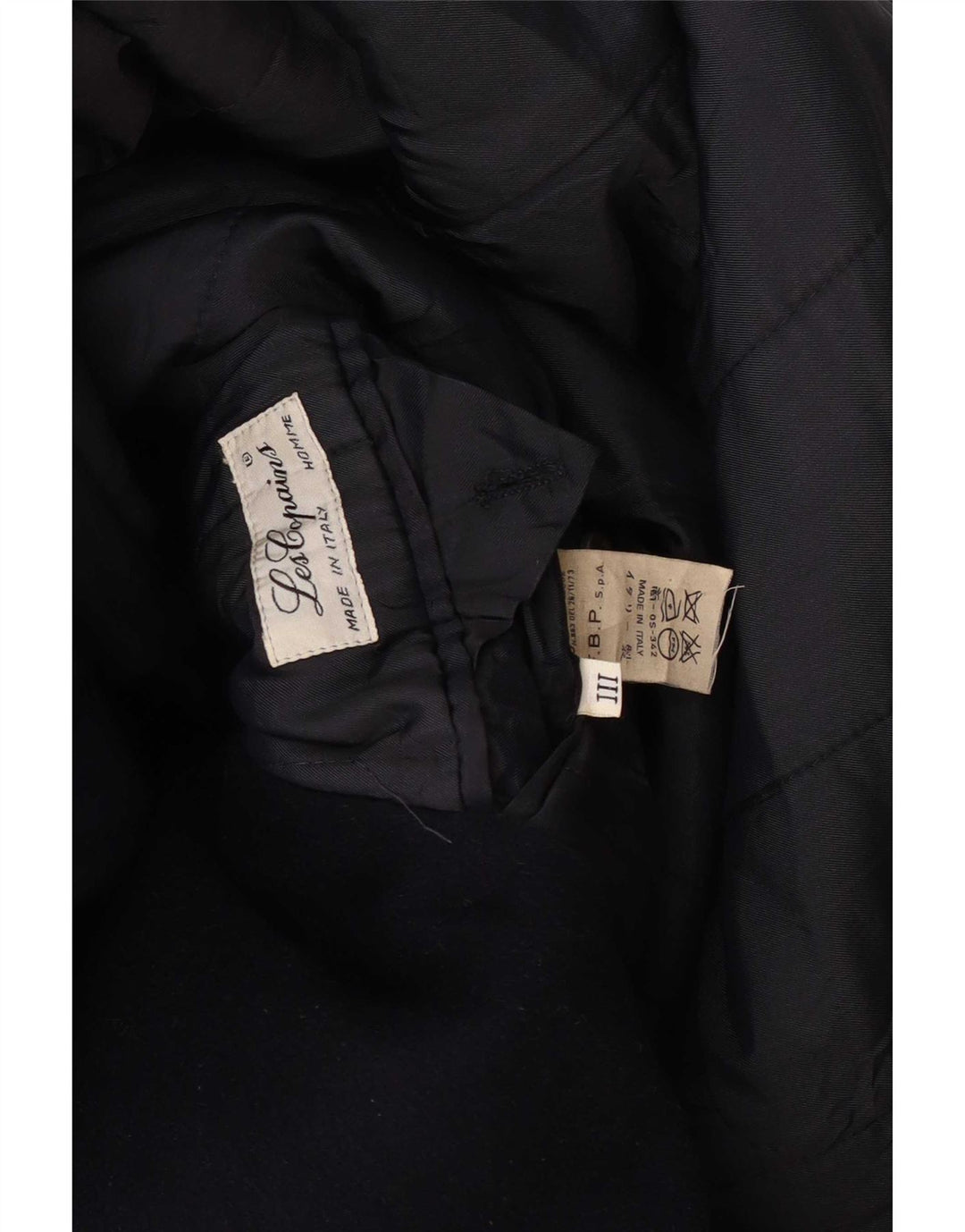 Les Copains Herre Double Breasted Coat UK 36 Small Navy Blue Wool