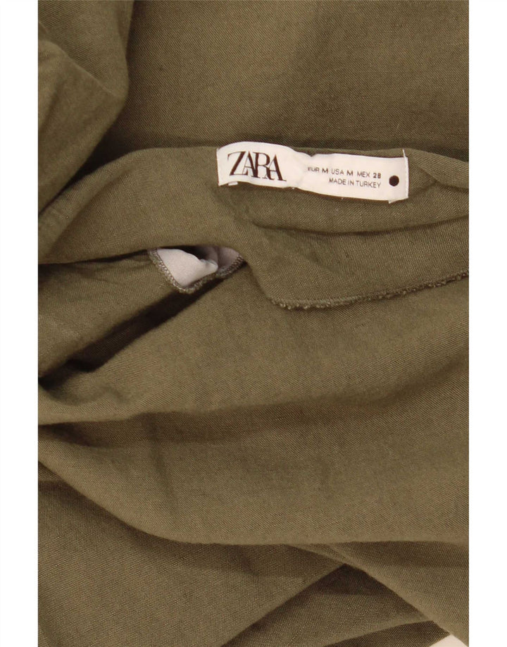 Zara Midi-nederdel Medium W28 Khaki til kvinder