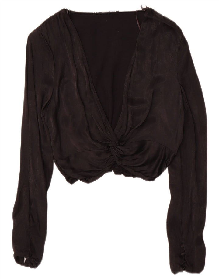 Zara Langærmet Crop Top UK 10 Small Black