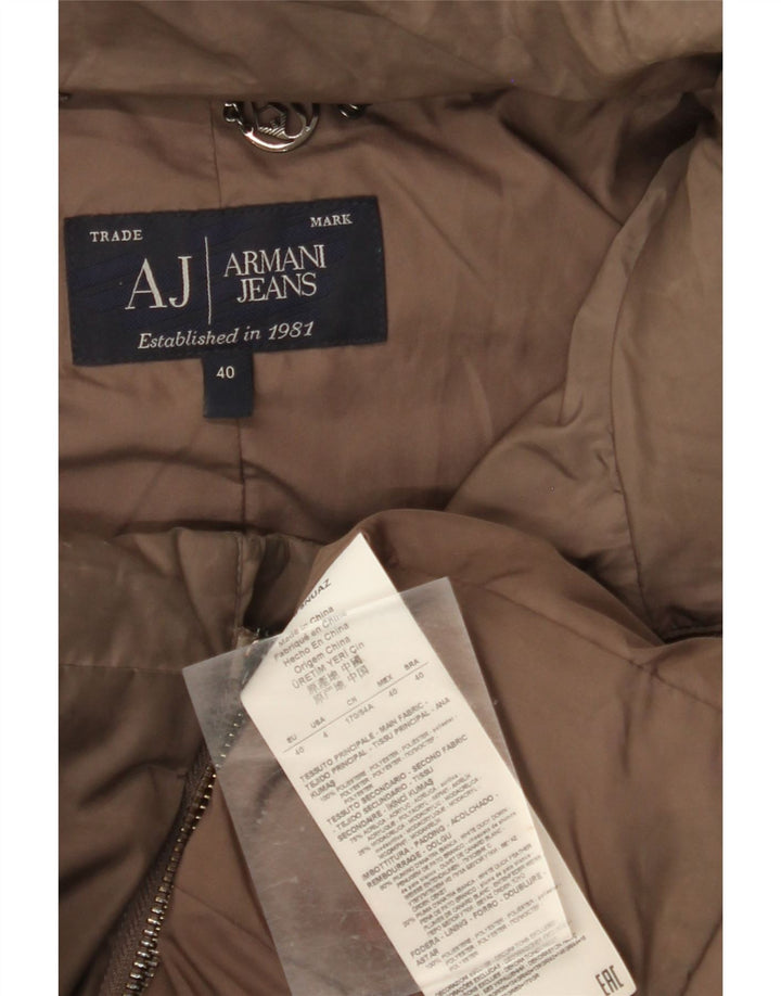 ARMANI JEANS Polstret hættejakke til kvinder IT 40 Lille brun polyester