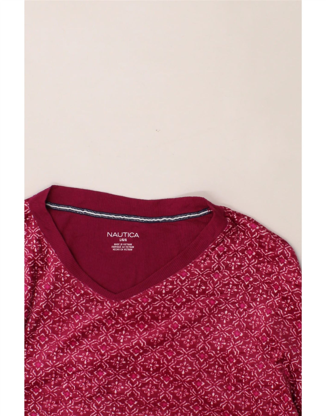 NAUTICA Womens Oversized Top Long Sleeve UK 16 Large Pink Floral Polyester Vintage Nautica and Second-Hand Nautica from Messina Hembry 