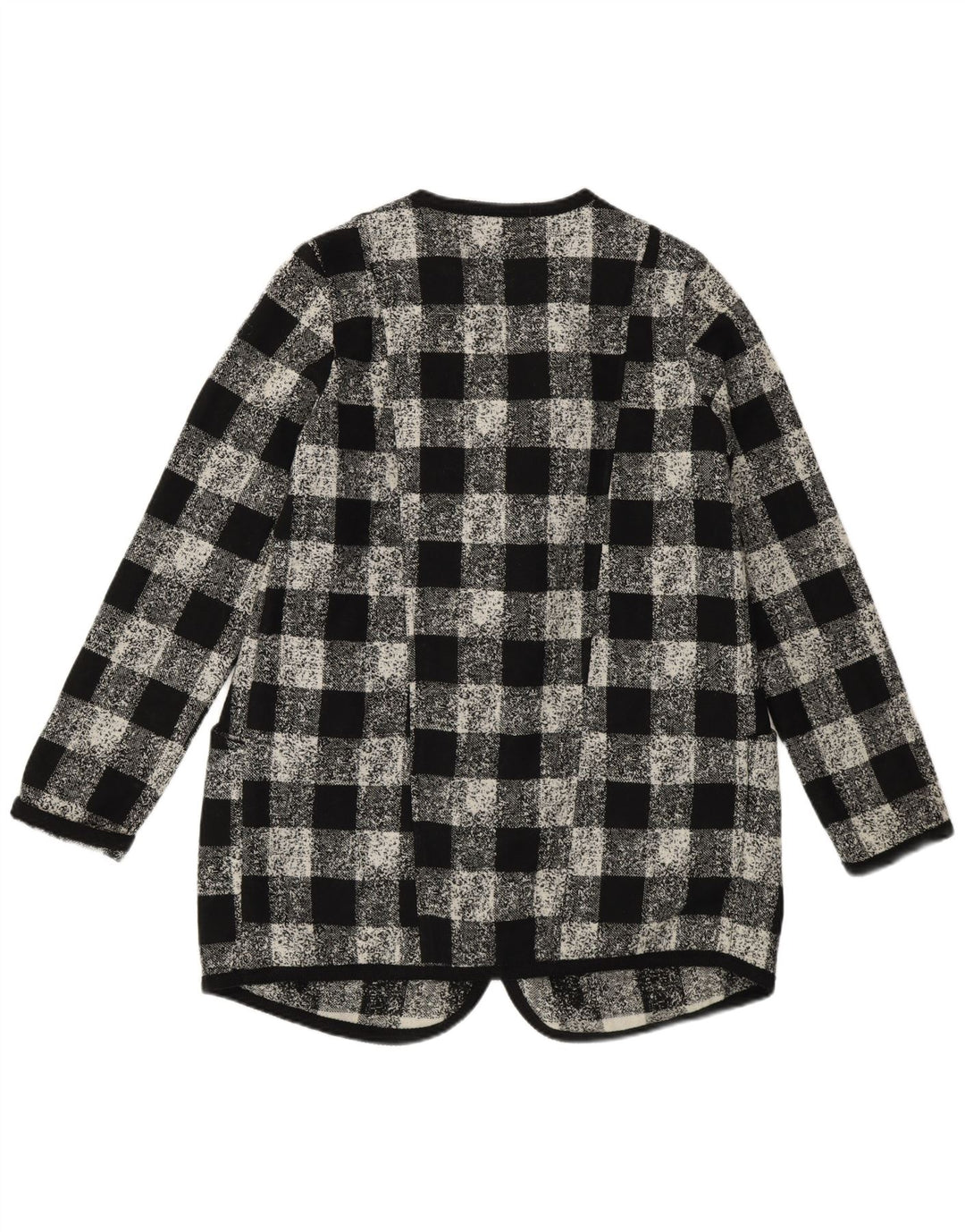 Sisley Dame Oversized Blazer Jacket UK 6 XS Sort Gingham Akryl