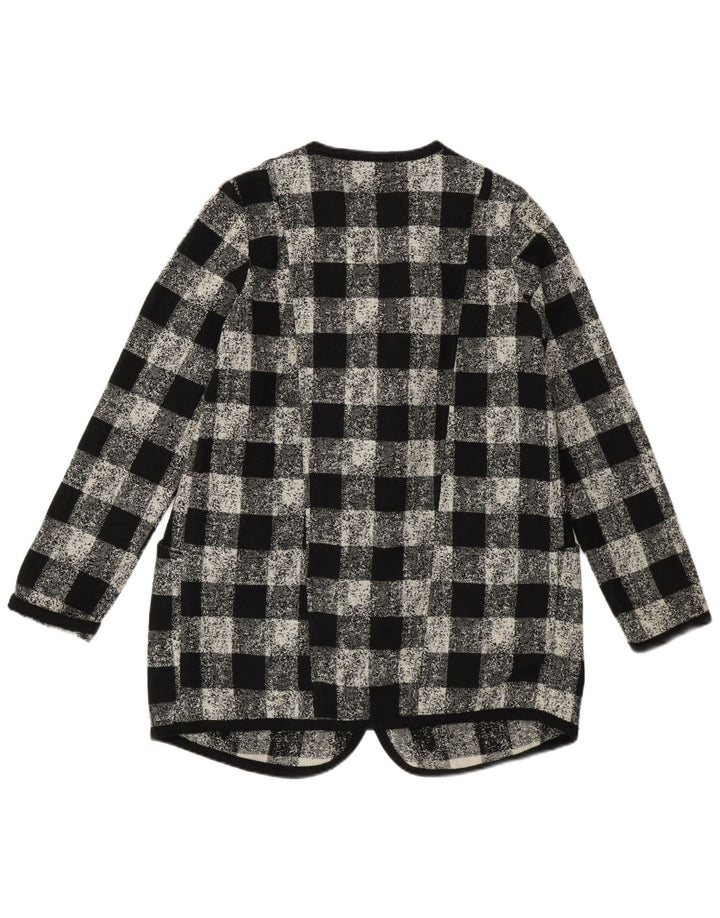 Sisley Dame Oversized Blazer Jacket UK 6 XS Sort Gingham Akryl