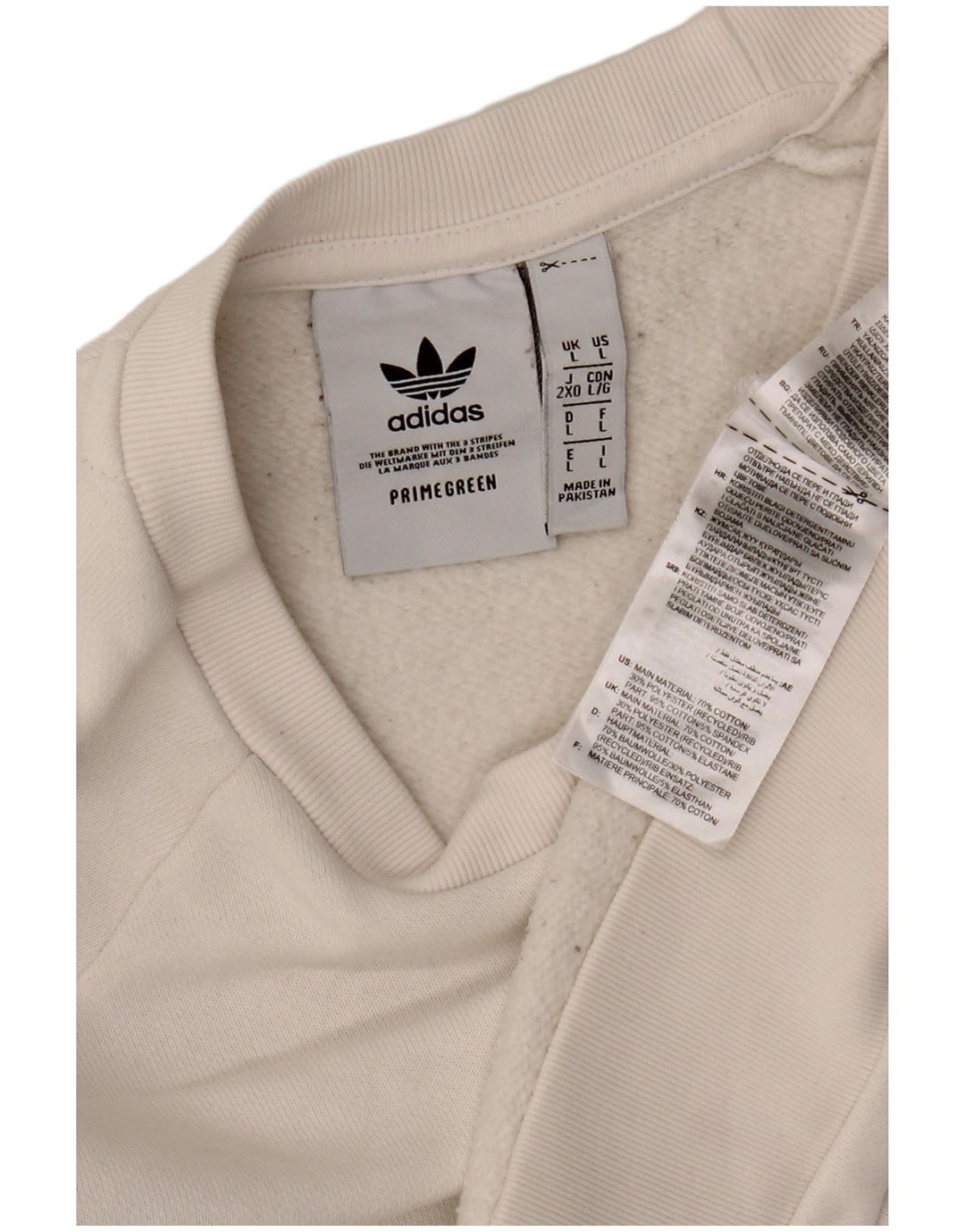 ADIDAS Herre Primegreen Sweatshirt Jumper Stor Hvid Bomuld