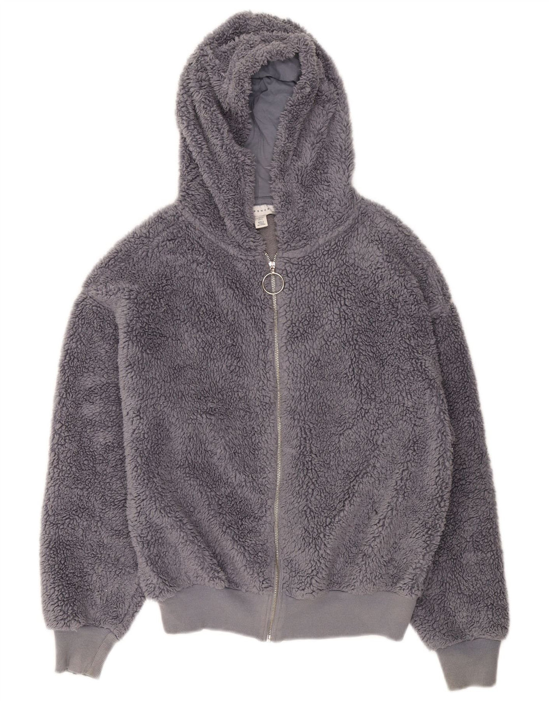 Topshop Dame Hætte Oversized Fleecejakke UK 6 XS Grå Polyester