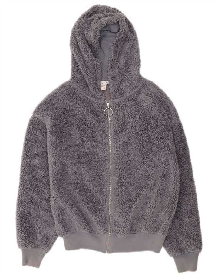 Topshop Dame Hætte Oversized Fleecejakke UK 6 XS Grå Polyester