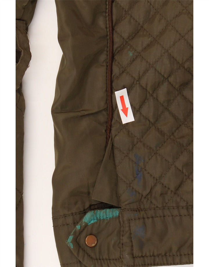 Zara Dame Military Quiltet Jakke UK 16 Large Khaki