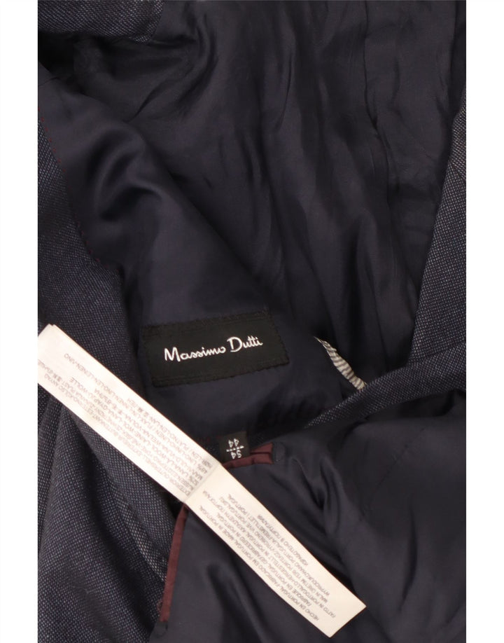 MASSIMO DUTTI Herre 3-knaps blazerjakke EU 54 XL Marineblå Uld