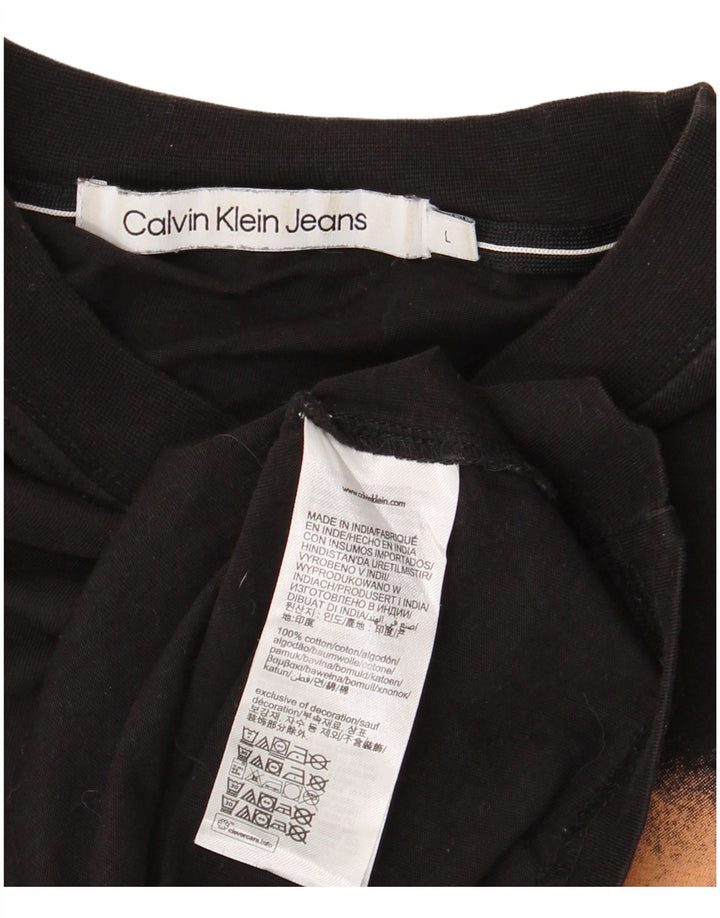 CALVIN KLEIN JEANS Herre T-shirt Top Large Black Tie Dye Bomuld