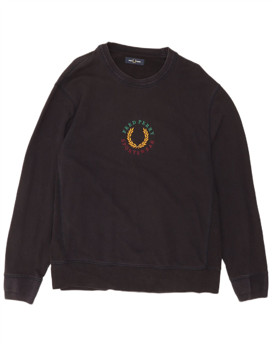 Fred Perry Herre Grafisk Sweatshirt Jumper Stor Marineblå Bomuld