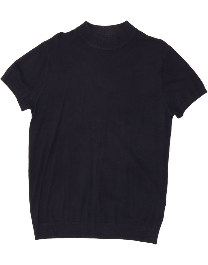 ZARA Womens Short Sleeve Turtle Neck Jumper Sweater UK 14 Medium Navy Blue Vintage Zara and Second-Hand Zara from Messina Hembry 