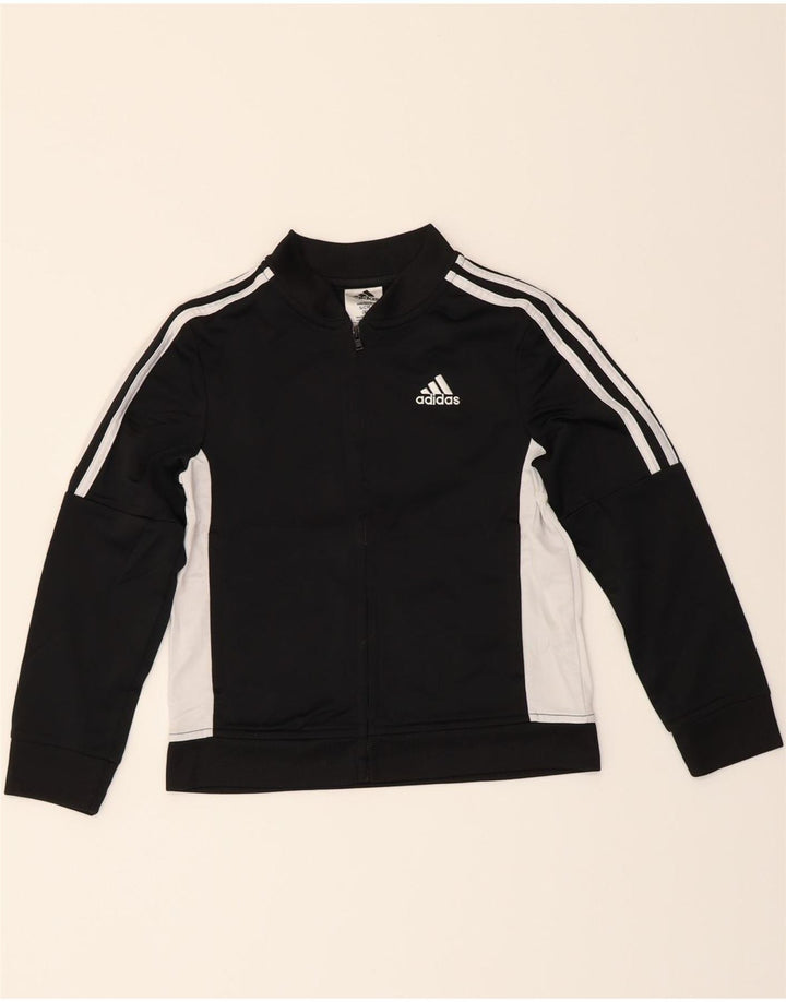 ADIDAS Boys Tracksuit Top Jacket 7-8 Years Black Colourblock Polyester Vintage Adidas and Second-Hand Adidas from Messina Hembry 