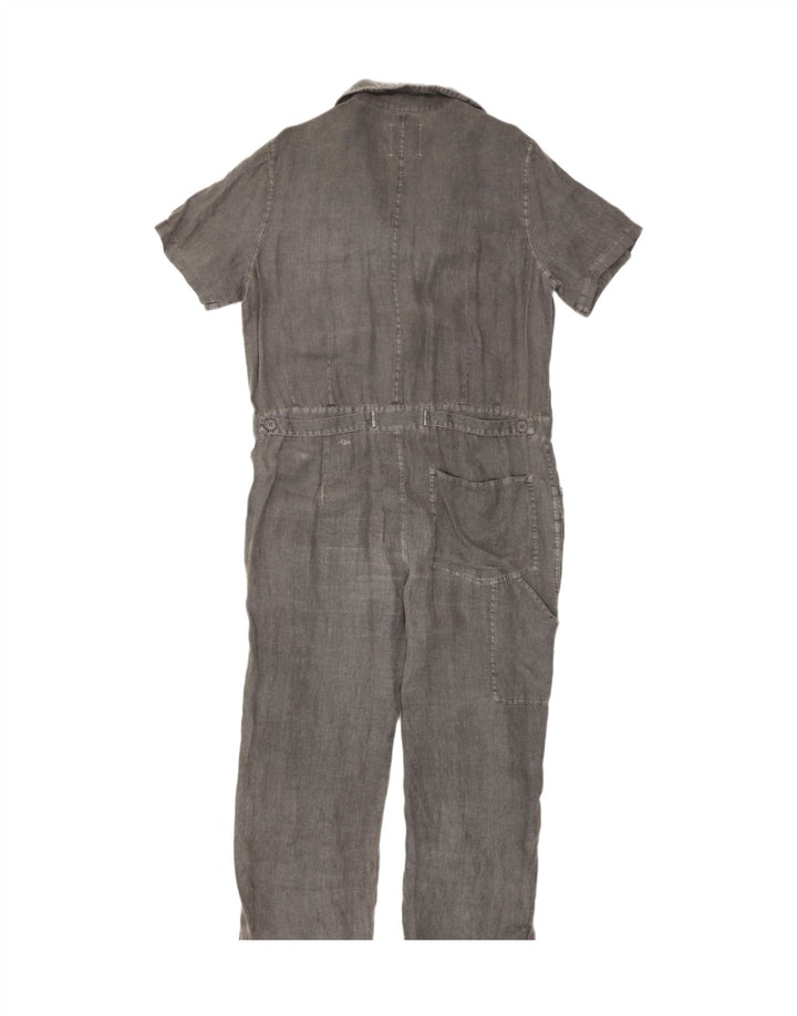 Zara Womens Oversized Jumpsuit UK 14 Medium Grey Linen