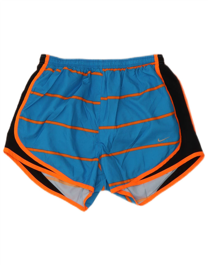 Nike Dame Dri Fit sportsshorts UK 10 Small Blue Colourblock Polyester