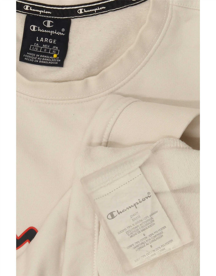Champion Herre Grafisk Sweatshirt Jumper Stor Hvid Bomuld