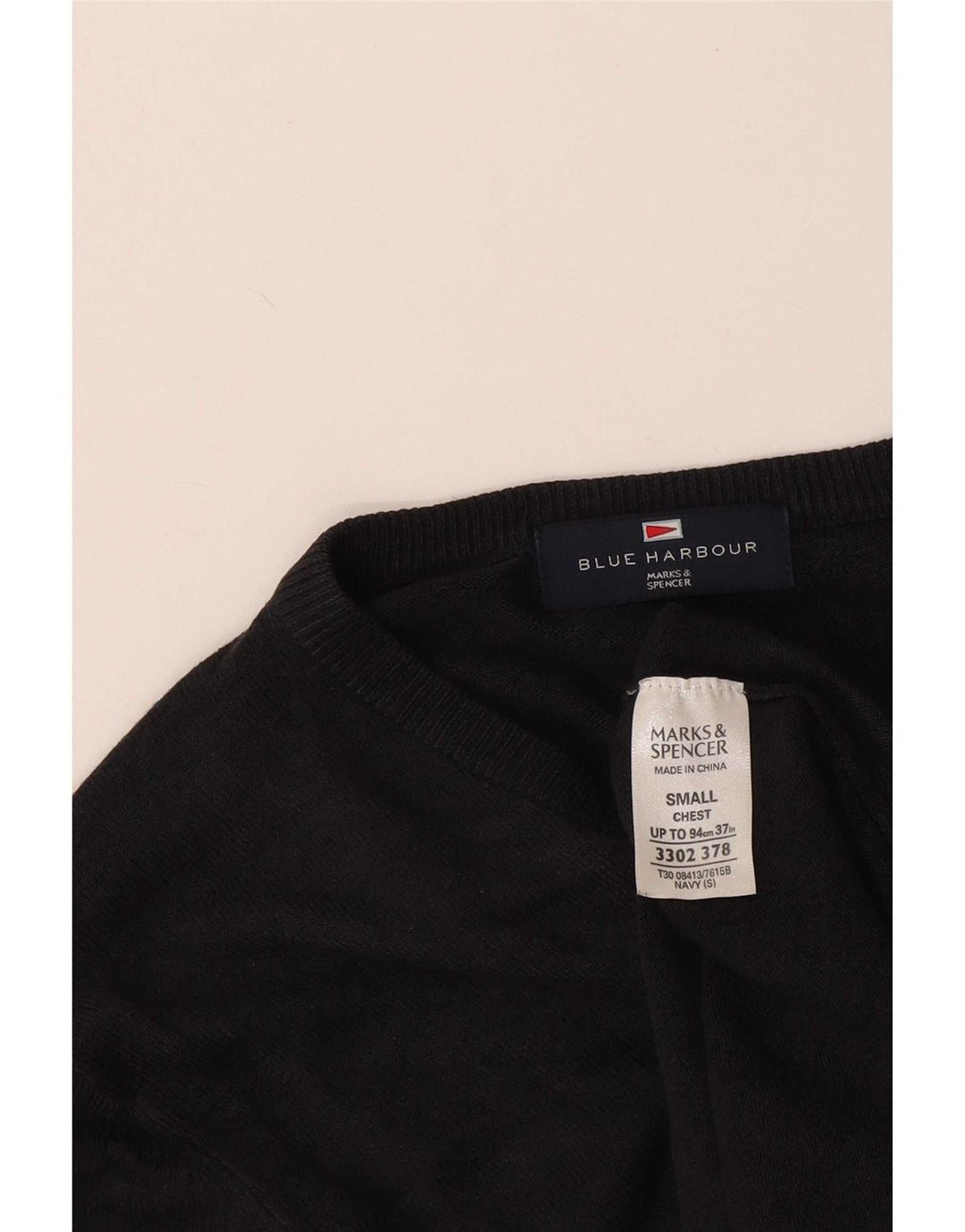 Marks & Spencer Herre Blue Harbor V-hals sweater lille sort akryl