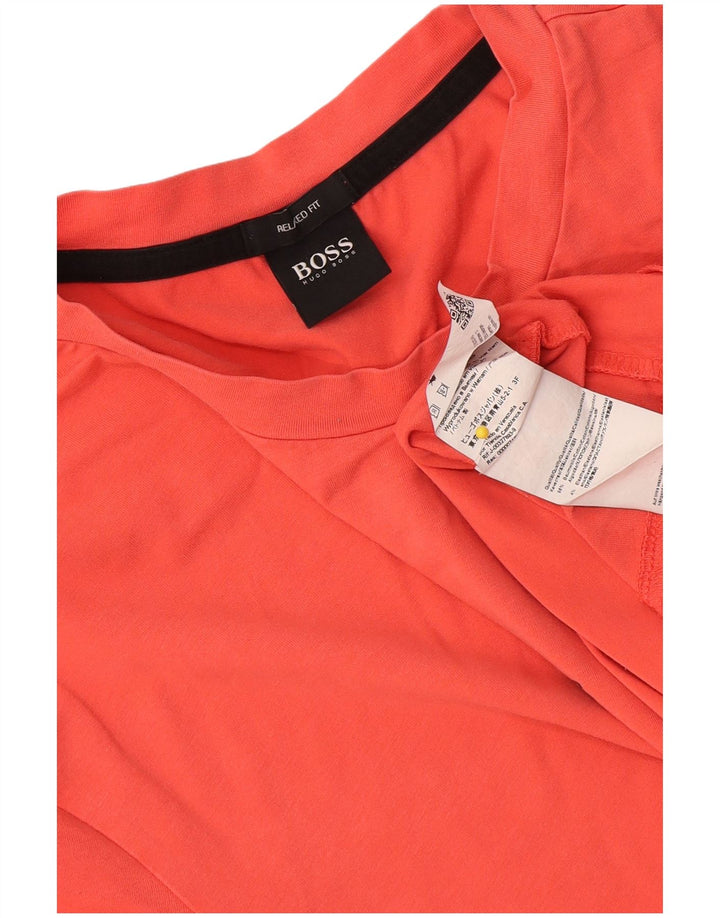 Hugo Boss Herre Relaxed Fit T-Shirt Top Medium Orange Bomuld