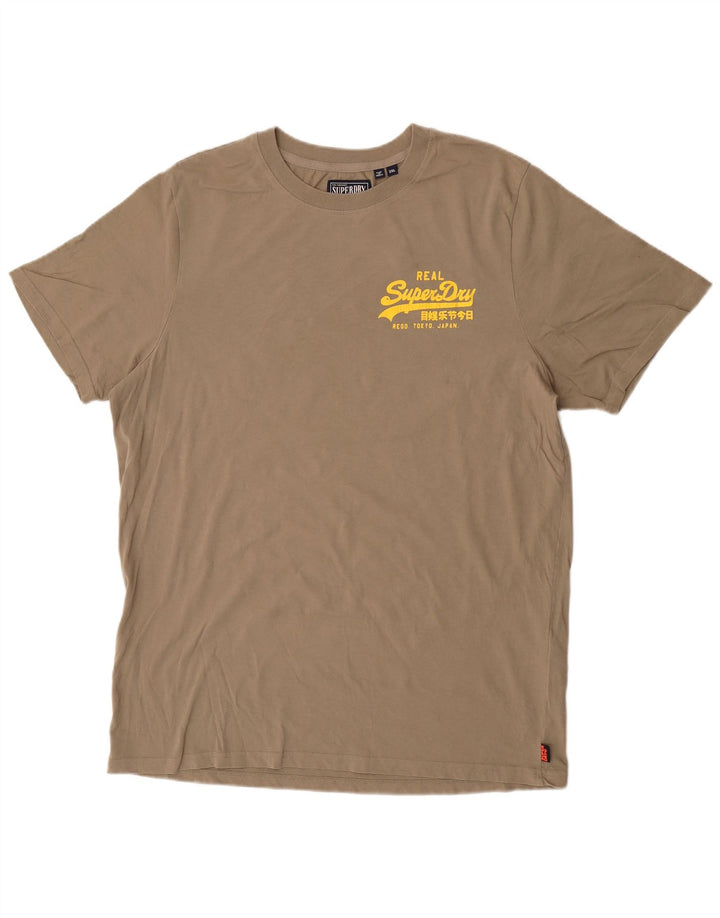 Superdry Grafisk T-shirt top til mænd 2XL Khaki Bomuld