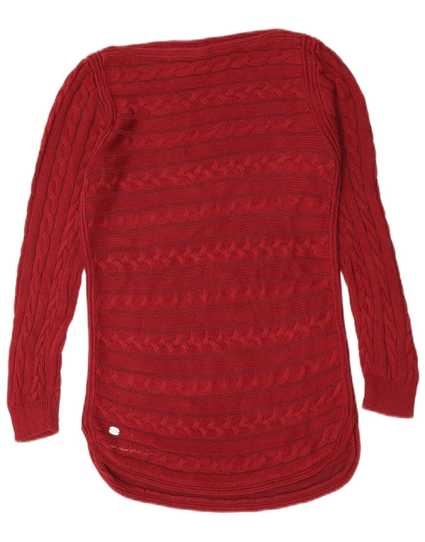 Ralph Lauren Womens Boat Neck Jumper Sweater UK 10 Small Burgundy Striped