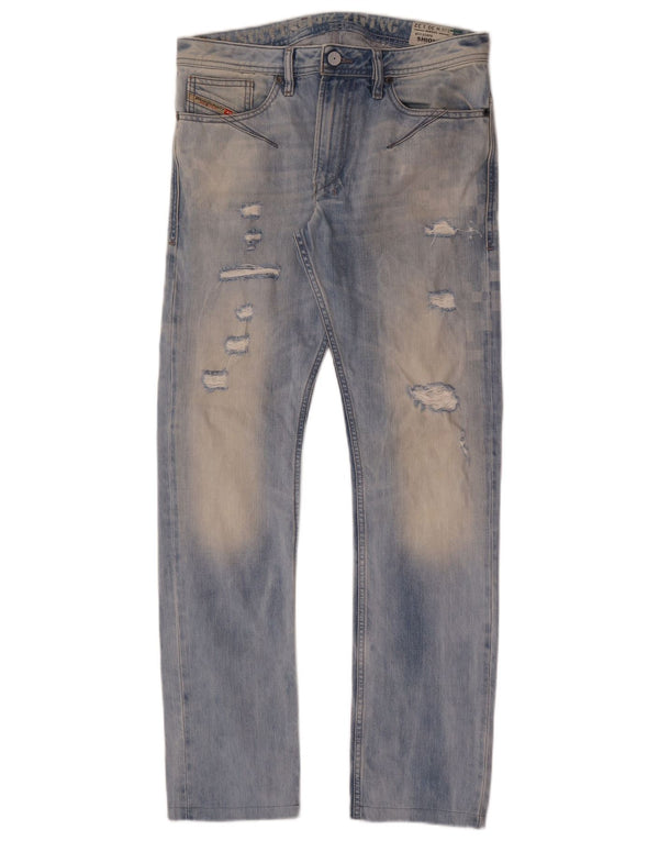 Diesel Herre Shioner Distressed Slim Skinny Jeans W30 L32 Blå Bomuld